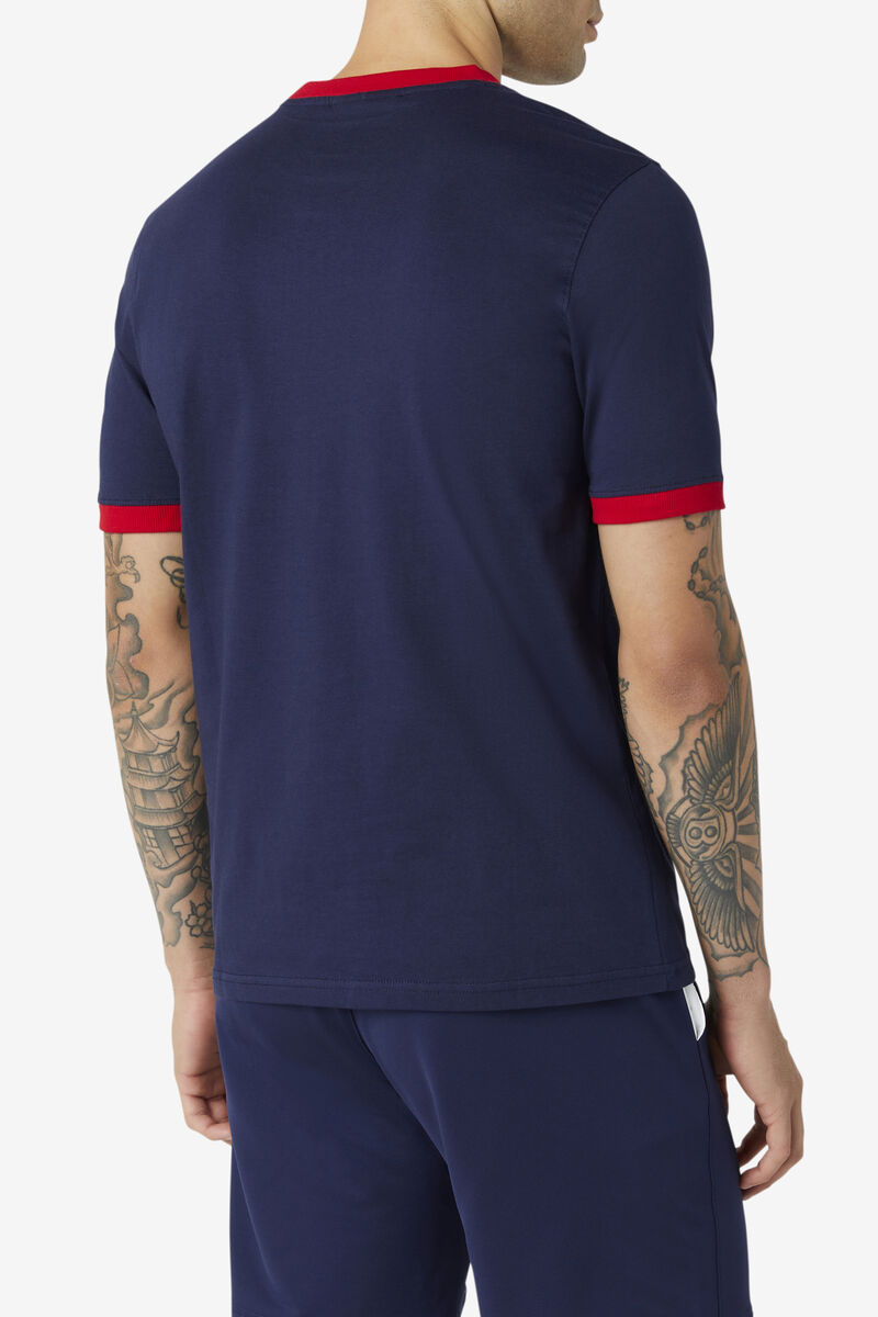 Navy / Red Men's Fila Marconi Ringer T Shirts | cnY5hqXYmjW