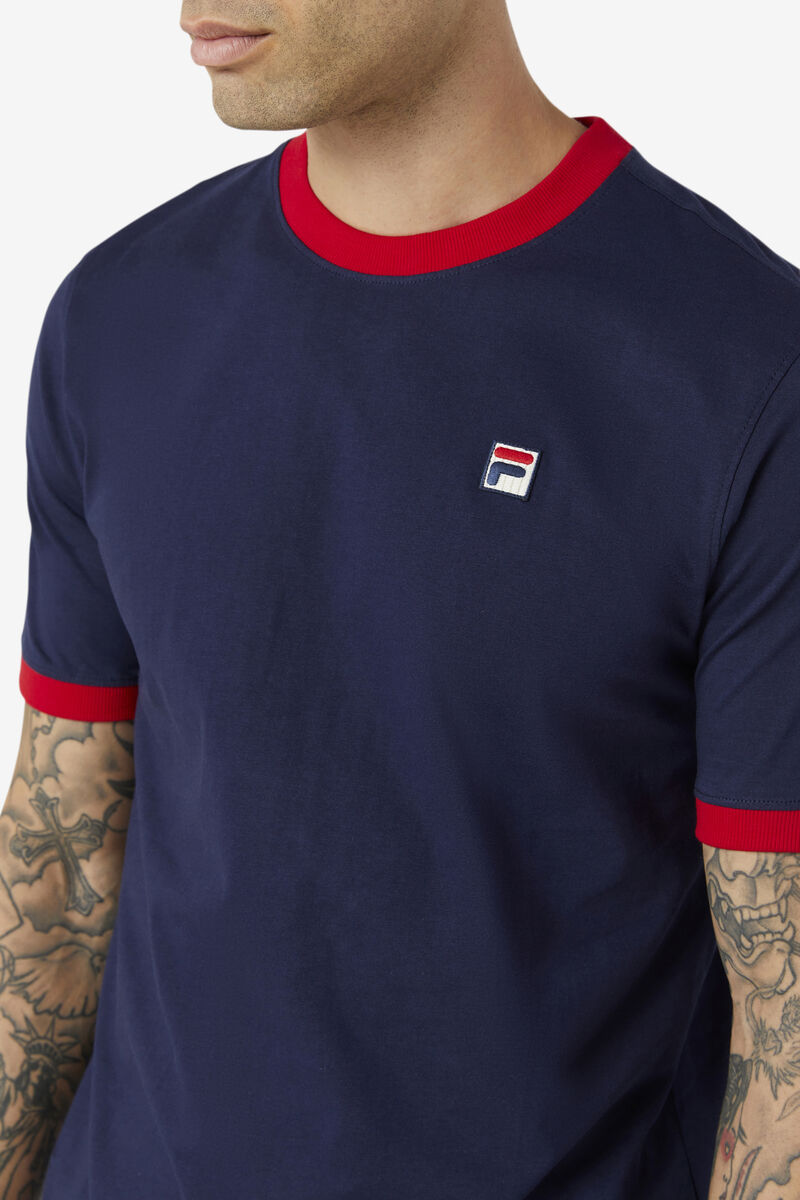 Navy / Red Men's Fila Marconi Ringer T Shirts | cnY5hqXYmjW