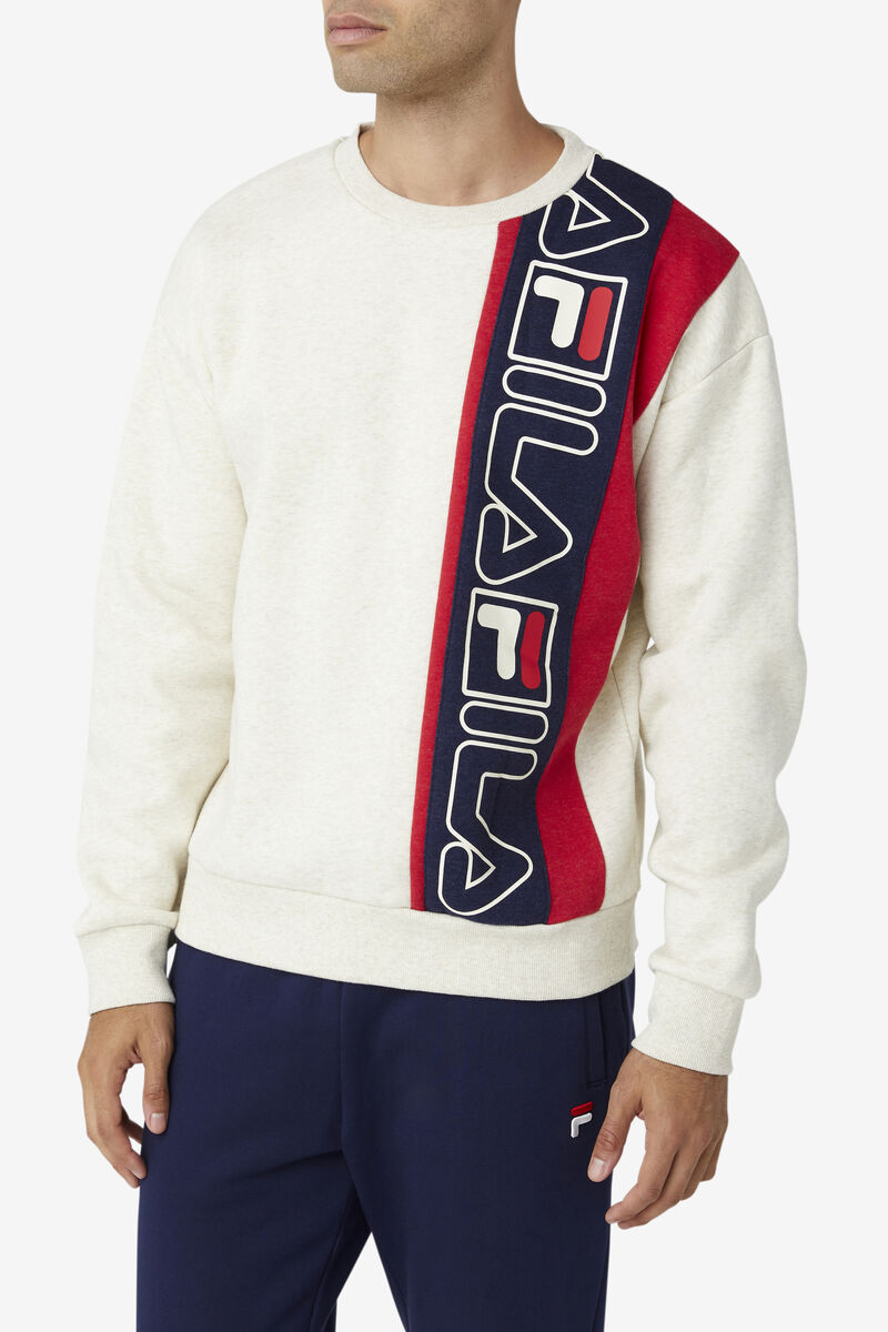 Navy / Red Men's Fila Powel Crew Sweatshirts | xBU1zyznJUw