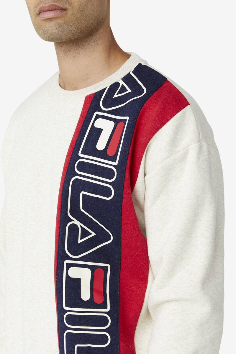 Navy / Red Men's Fila Powel Crew Sweatshirts | xBU1zyznJUw