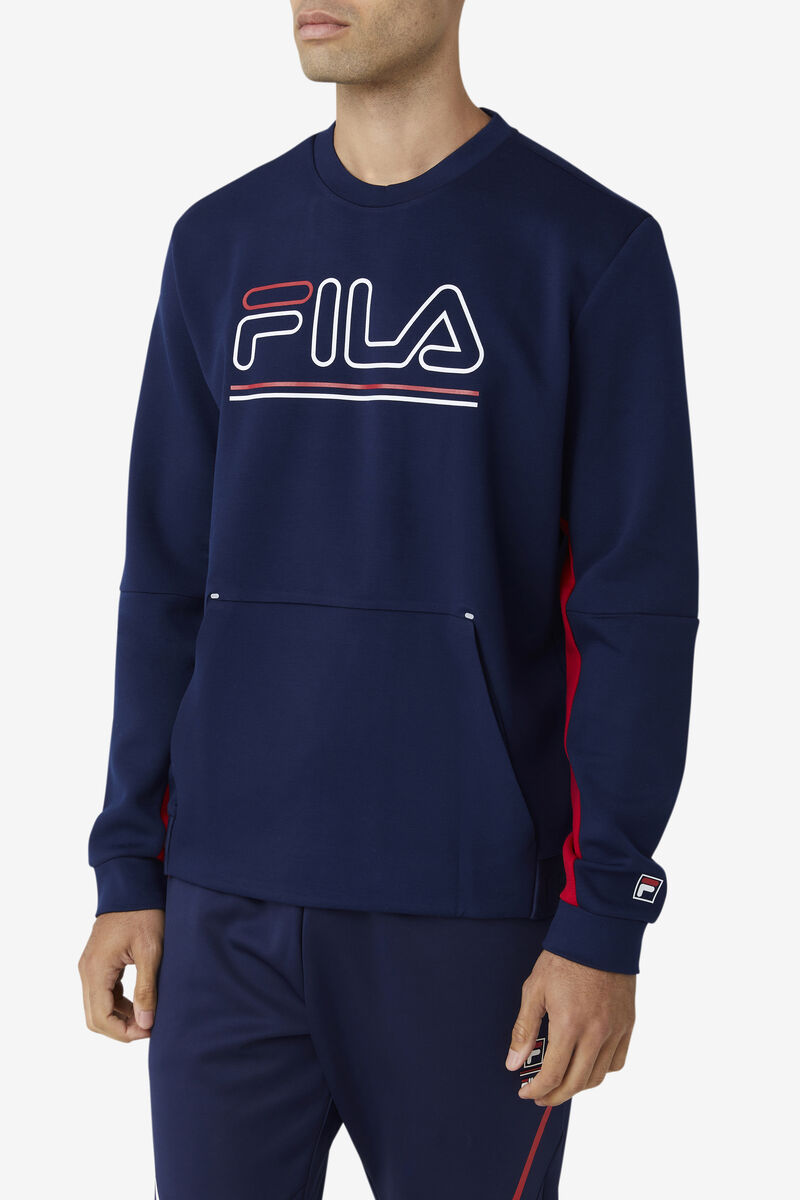 Navy / Red / White Men's Fila Dooley Tech Crew Tracksuits | TC8pbh5P2lC