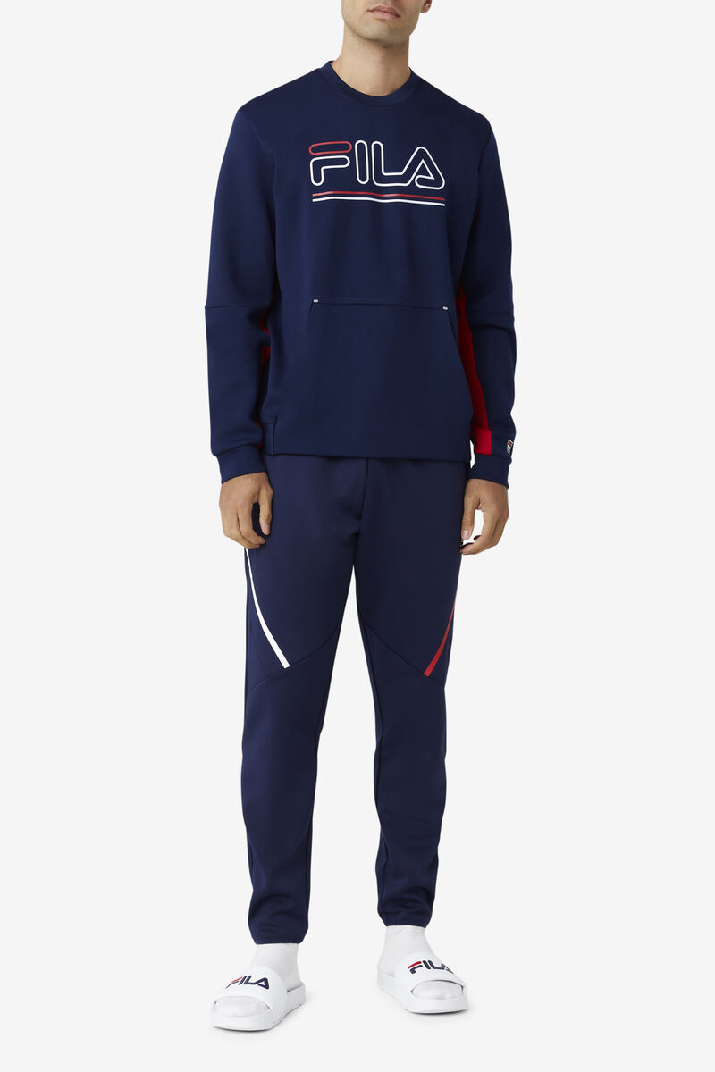 Navy / Red / White Men's Fila Dooley Tech Crew Tracksuits | TC8pbh5P2lC