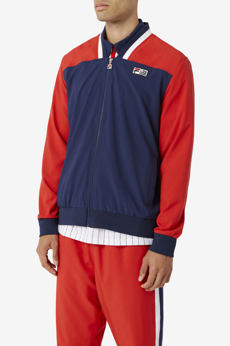 Navy / Red / White Men's Fila Fila X The Museum Track Jacket Jackets | 53HCNS6Payv