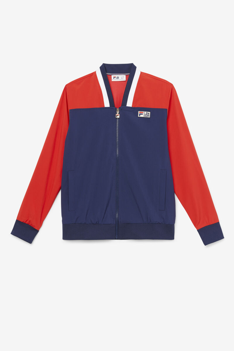 Navy / Red / White Men\'s Fila Fila X The Museum Track Jacket Jackets | 53HCNS6Payv