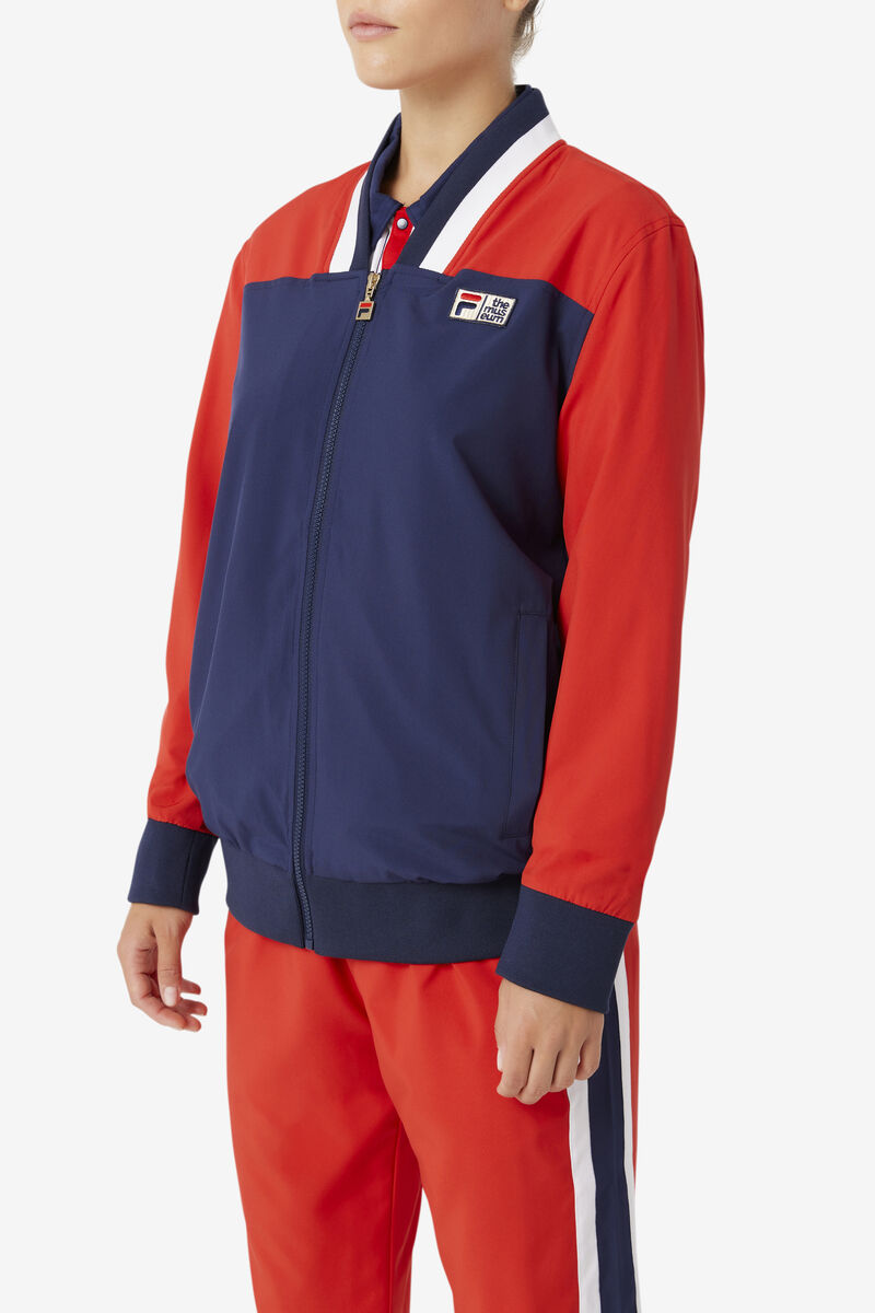 Navy / Red / White Men's Fila Fila X The Museum Track Jacket Tracksuits | 9tNC2kRZcVP