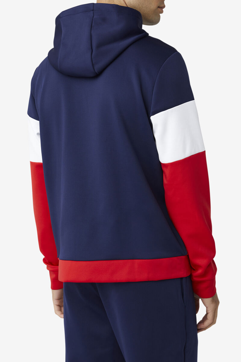 Navy / Red / White Men's Fila Gerado Tech Hoodie Hoodies | 6HfltrpgkFd