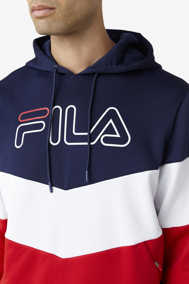 Navy / Red / White Men's Fila Gerado Tech Hoodie Hoodies | 6HfltrpgkFd