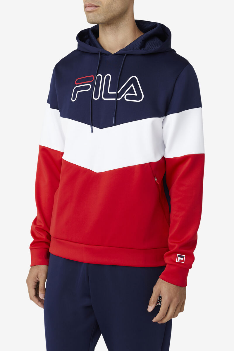 Navy / Red / White Men's Fila Gerado Tech Hoodie Hoodies | x6oOPX8YRSn