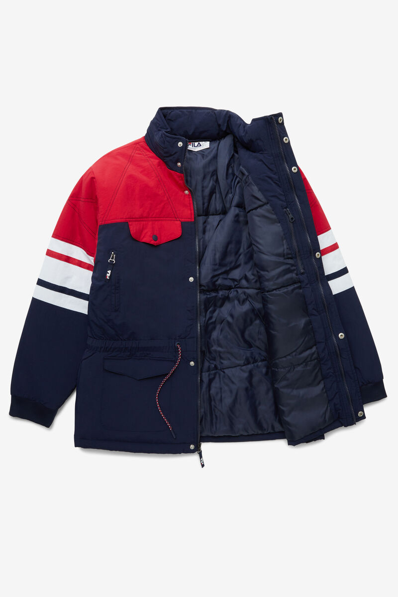 Navy / Red / White Men's Fila Golia Parka Jacket Jackets | OCo1dbXxQ5N