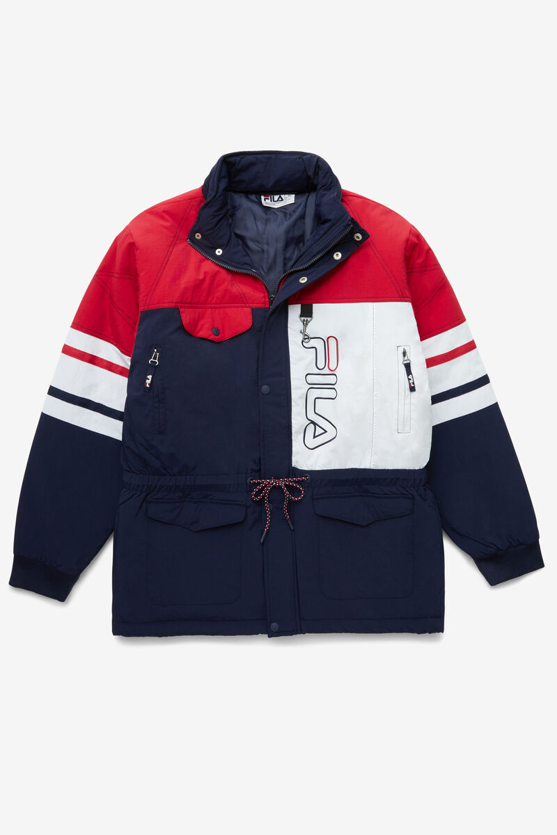 Navy / Red / White Men\'s Fila Golia Parka Jacket Jackets | OCo1dbXxQ5N