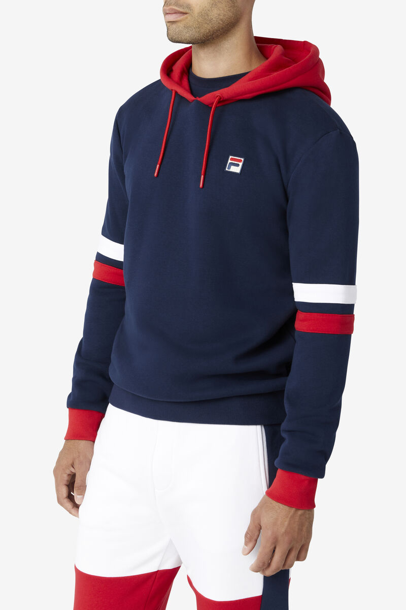 Navy / Red / White Men's Fila Hurley Hoodie Hoodies | zuPFhUizw4D