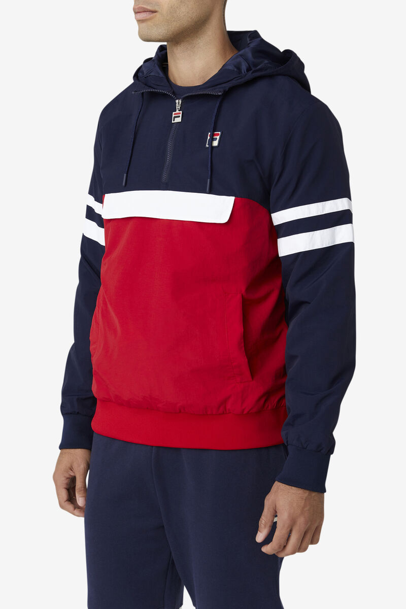 Navy / Red / White Men's Fila Macker 3 Wind Jacket Jackets | VoEzDAn6rEZ