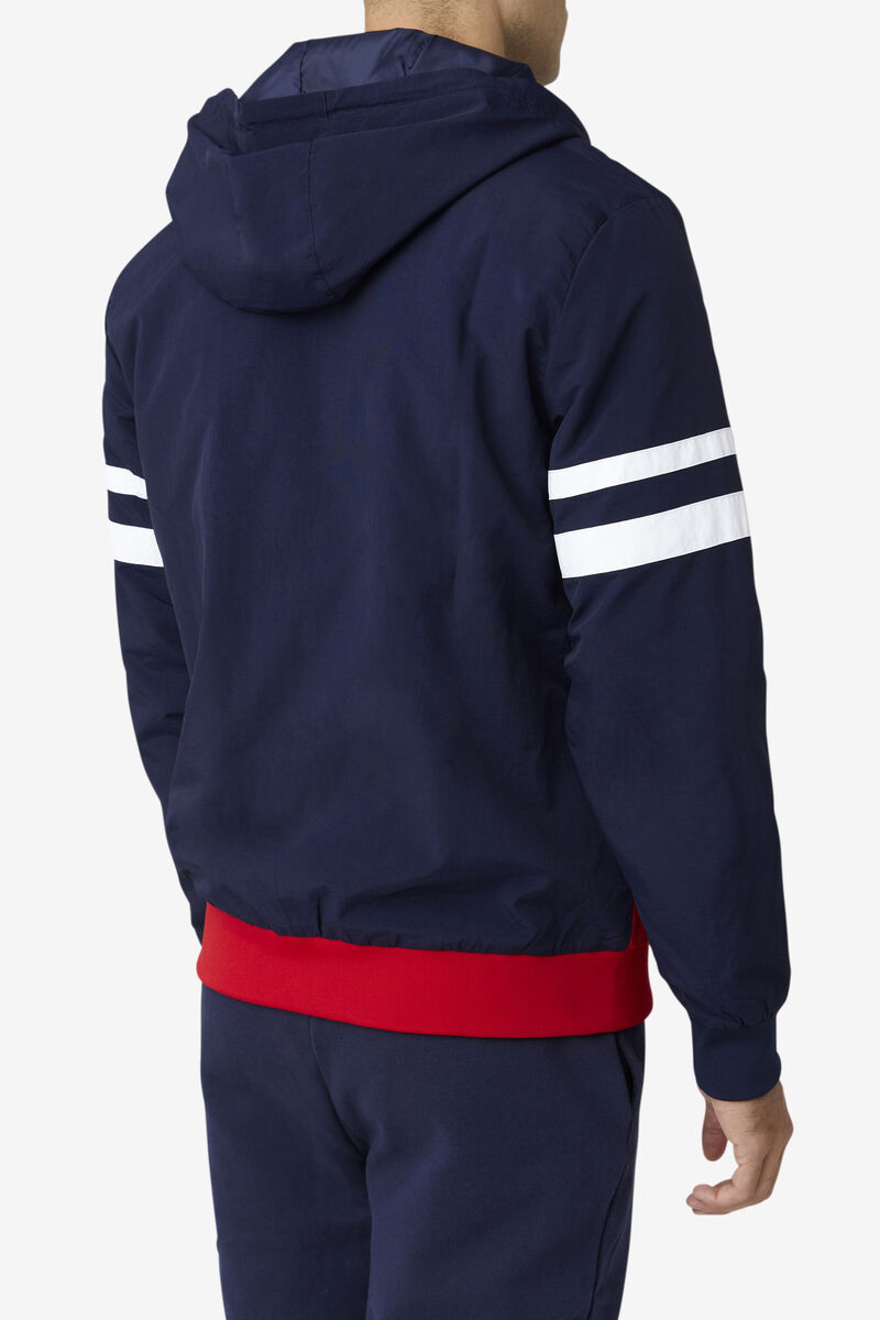 Navy / Red / White Men's Fila Macker 3 Wind Jacket Jackets | VoEzDAn6rEZ