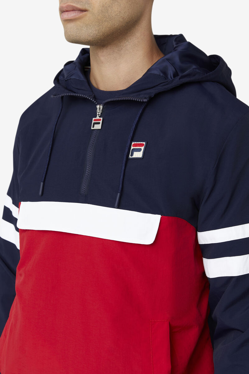 Navy / Red / White Men's Fila Macker 3 Wind Jacket Jackets | VoEzDAn6rEZ