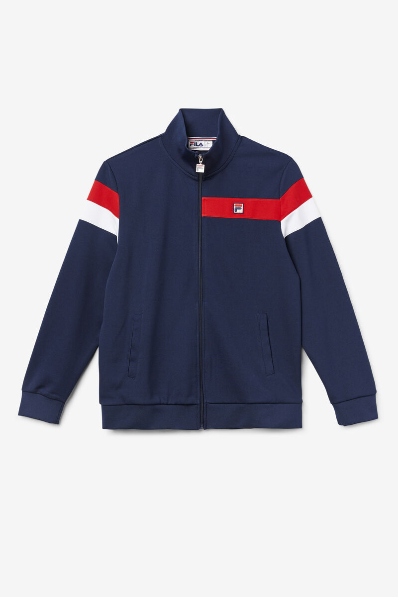 Navy / Red / White Men\'s Fila Malcolm Track Jacket Jackets | 4HRBGJ91iUo