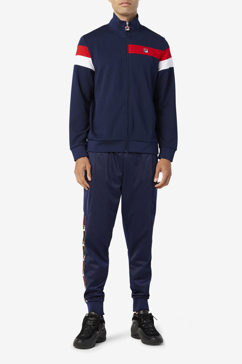 Navy / Red / White Men's Fila Malcolm Track Jacket Tracksuits | zaunUgPauwg