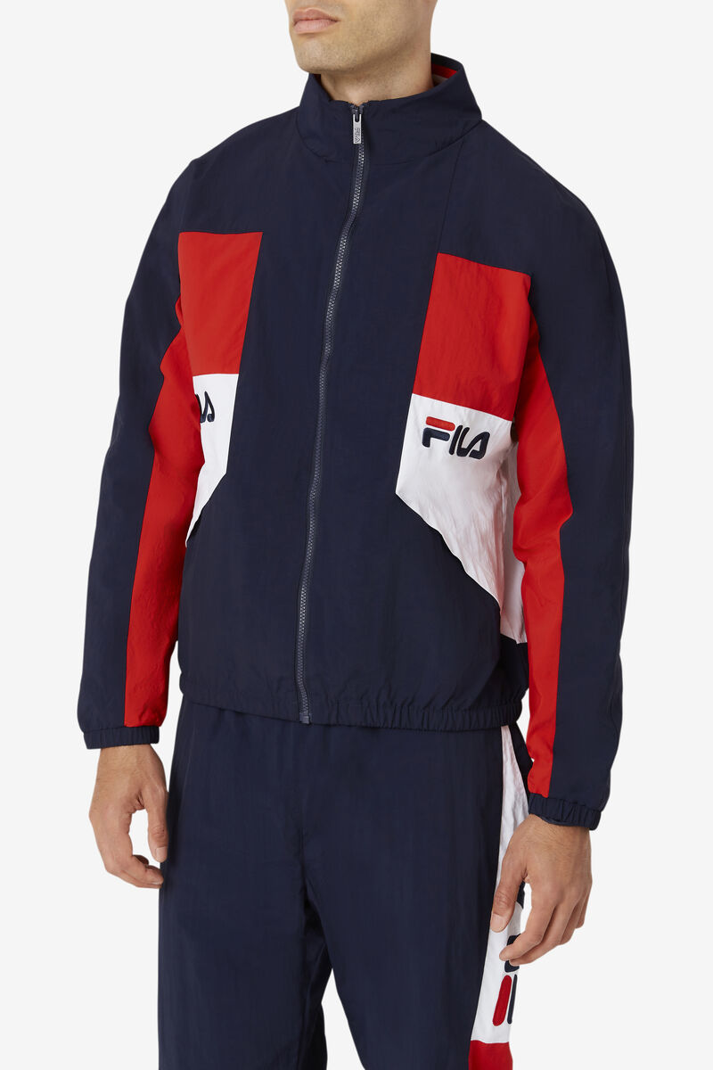 Navy / Red / White Men's Fila Obasi Wind Jacket Jackets | y5Z93GbVkt3