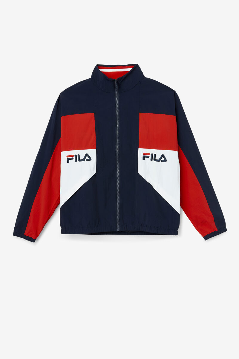 Navy / Red / White Men\'s Fila Obasi Wind Jacket Jackets | y5Z93GbVkt3