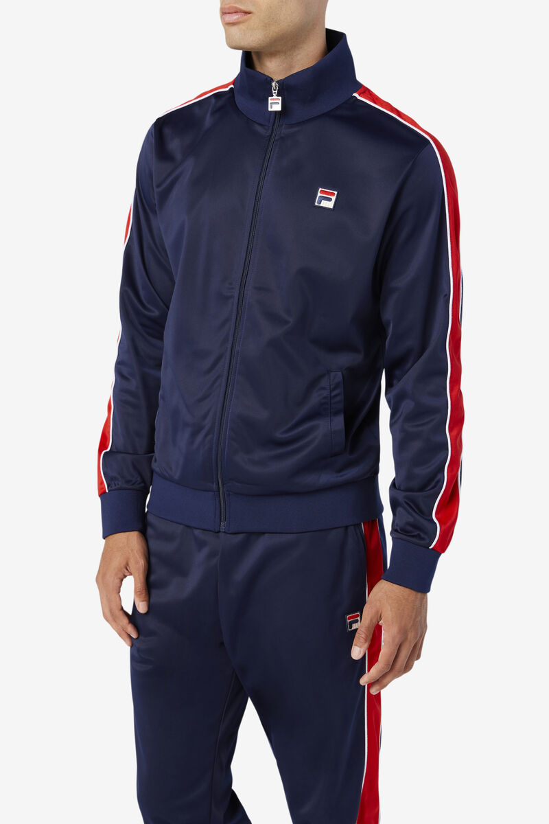 Navy / Red / White Men's Fila Wicks Track Jacket Tracksuits | Y7vGOykYe3J