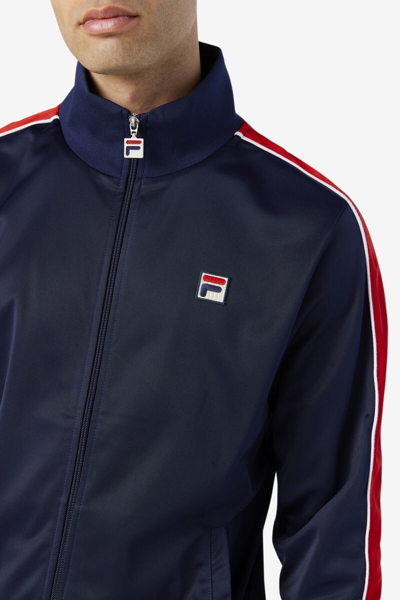 Navy / Red / White Men's Fila Wicks Track Jacket Tracksuits | Y7vGOykYe3J