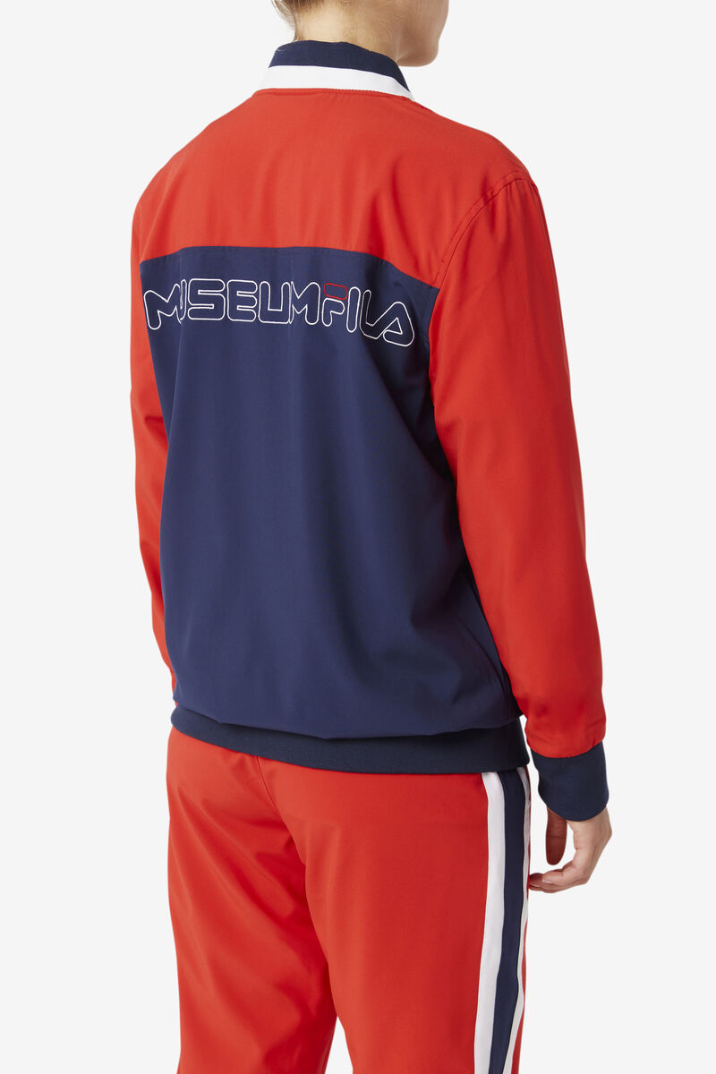 Navy / Red / White Women's Fila Fila X The Museum Track Jacket Tracksuits | OW1Aht9mo8x