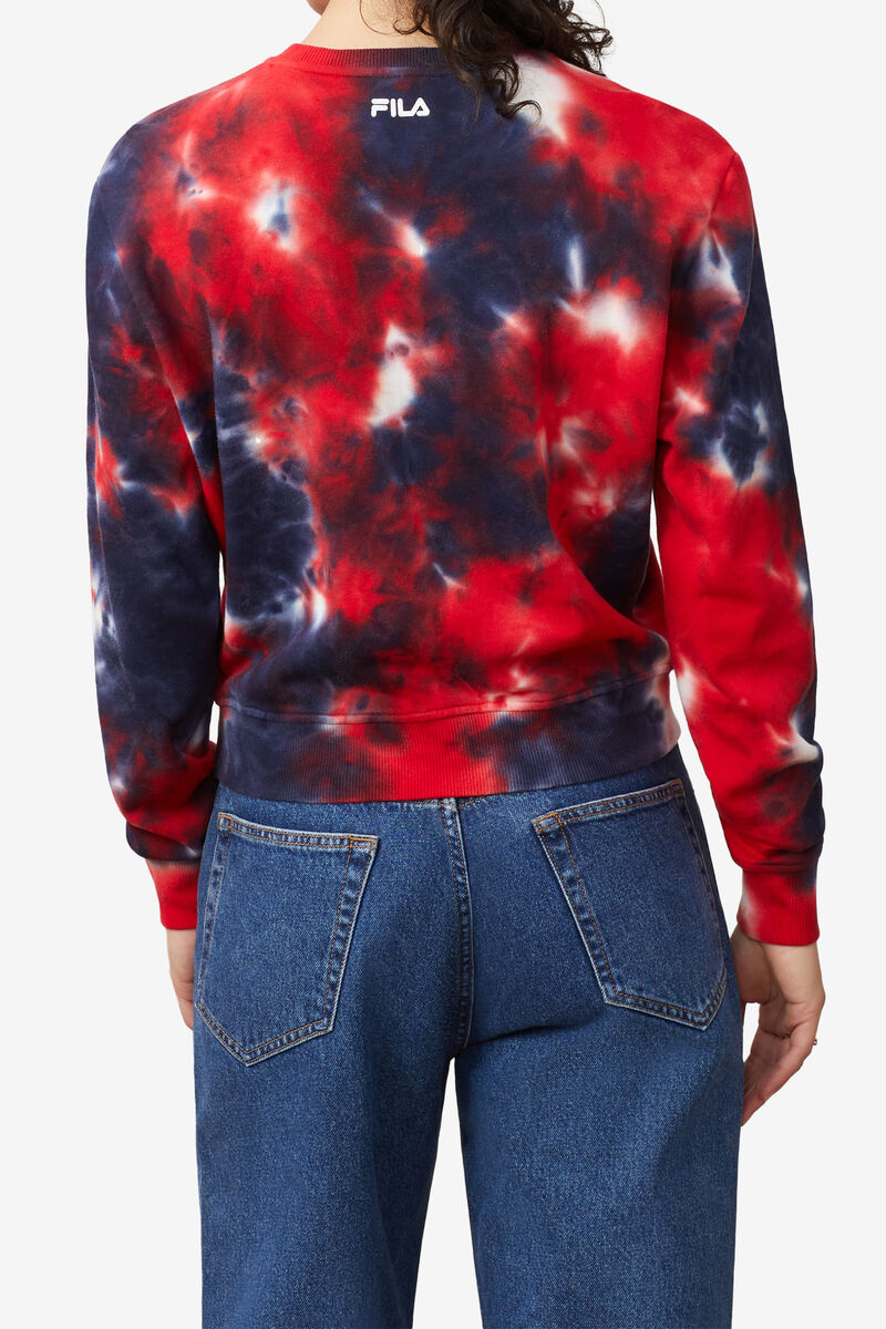 Navy / Red Women's Fila Ashley Tie Dye Sweatshirt Sweatshirts | GH5vUtJJuqi