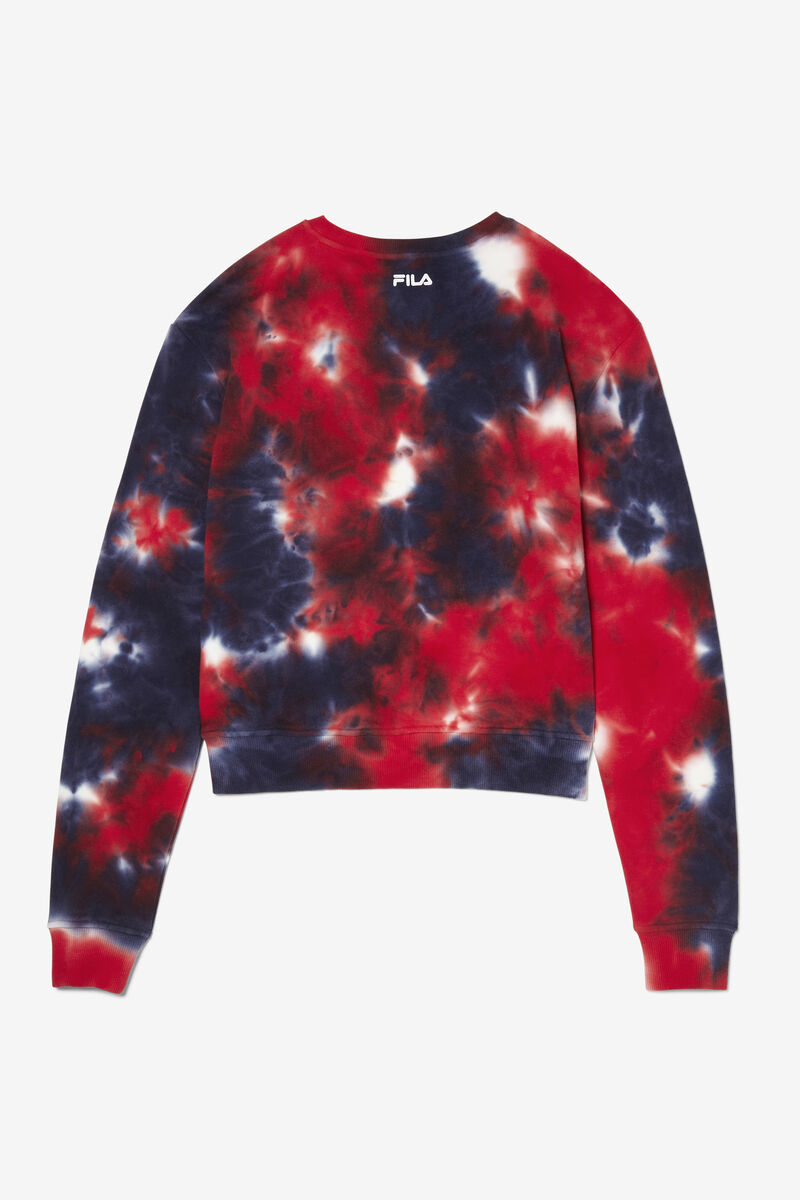 Navy / Red Women's Fila Ashley Tie Dye Sweatshirt Sweatshirts | GH5vUtJJuqi