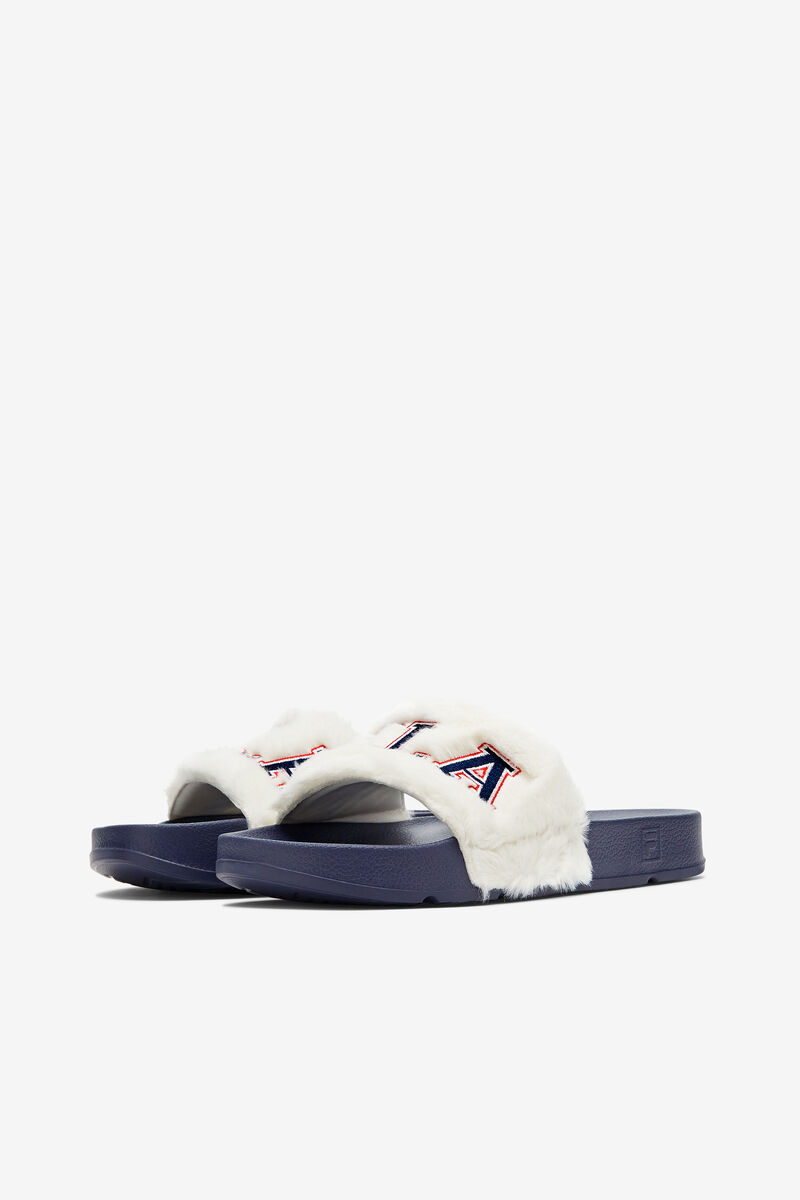 Navy / Red Women's Fila Furry Drifter Collegiate Sandals | tSi13MceZID