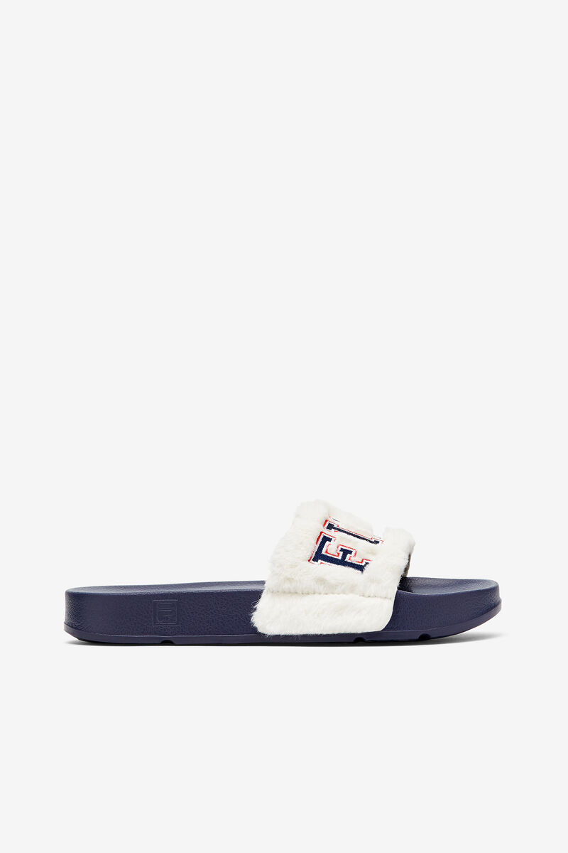 Navy / Red Women\'s Fila Furry Drifter Collegiate Sandals | tSi13MceZID