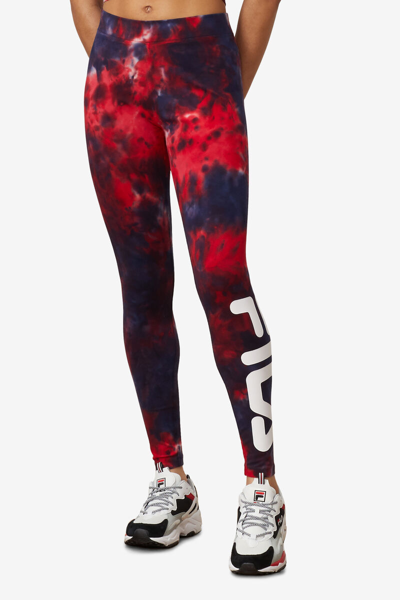 Navy / Red Women's Fila Laila Tie Dye Legging Leggings | Ek3yXcqtj2G