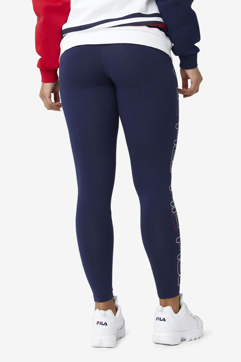 Navy / Red Women's Fila Romy Legging Leggings | RLZPRWGAhcL