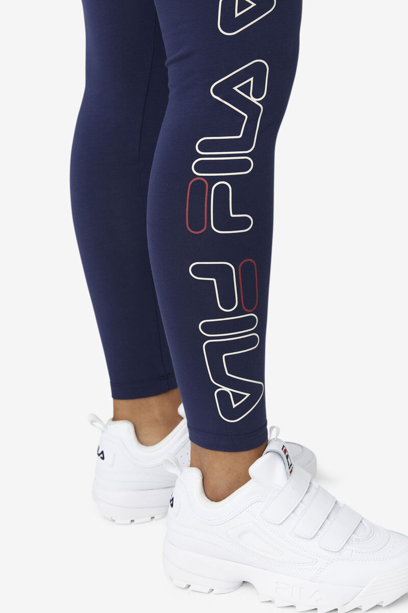 Navy / Red Women's Fila Romy Legging Leggings | RLZPRWGAhcL