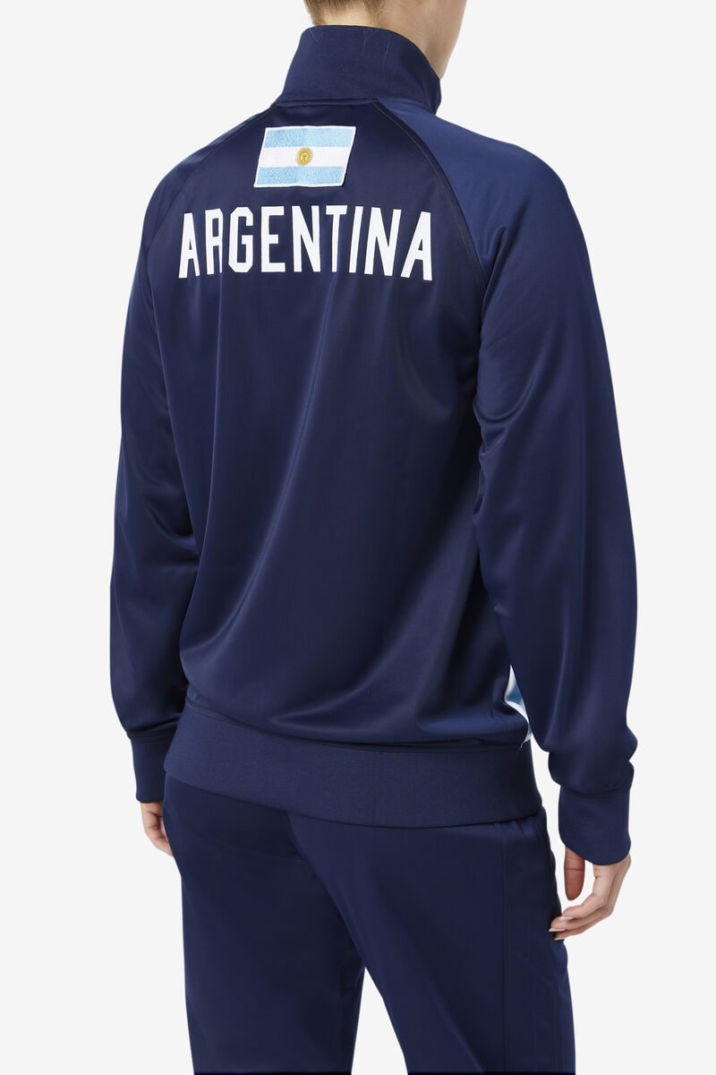 Navy / White Men's Fila Argentina Track Jacket Jackets | VIgz6ulajDv