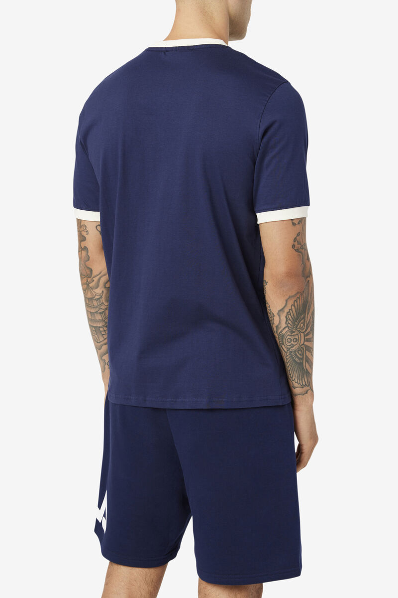 Navy / White Men's Fila Marconi Ringer T Shirts | YqeZHbvhNzw