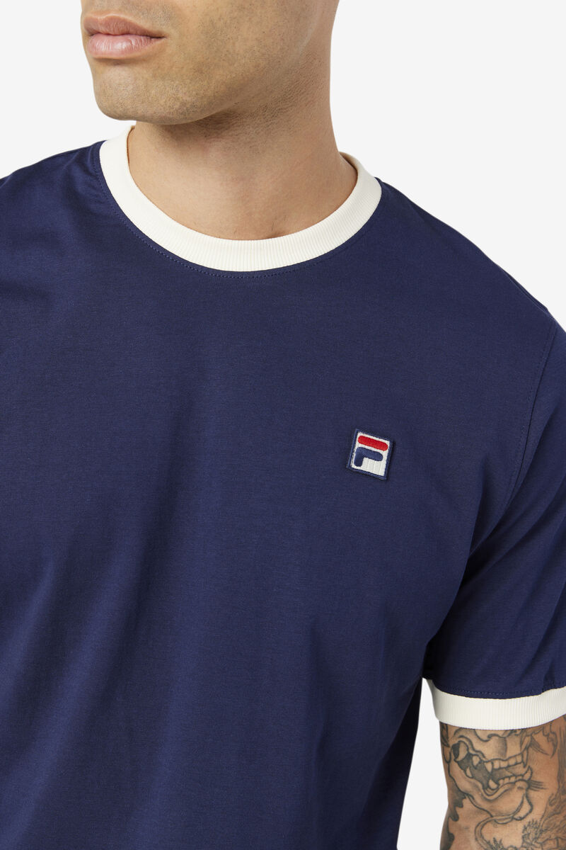 Navy / White Men's Fila Marconi Ringer T Shirts | YqeZHbvhNzw