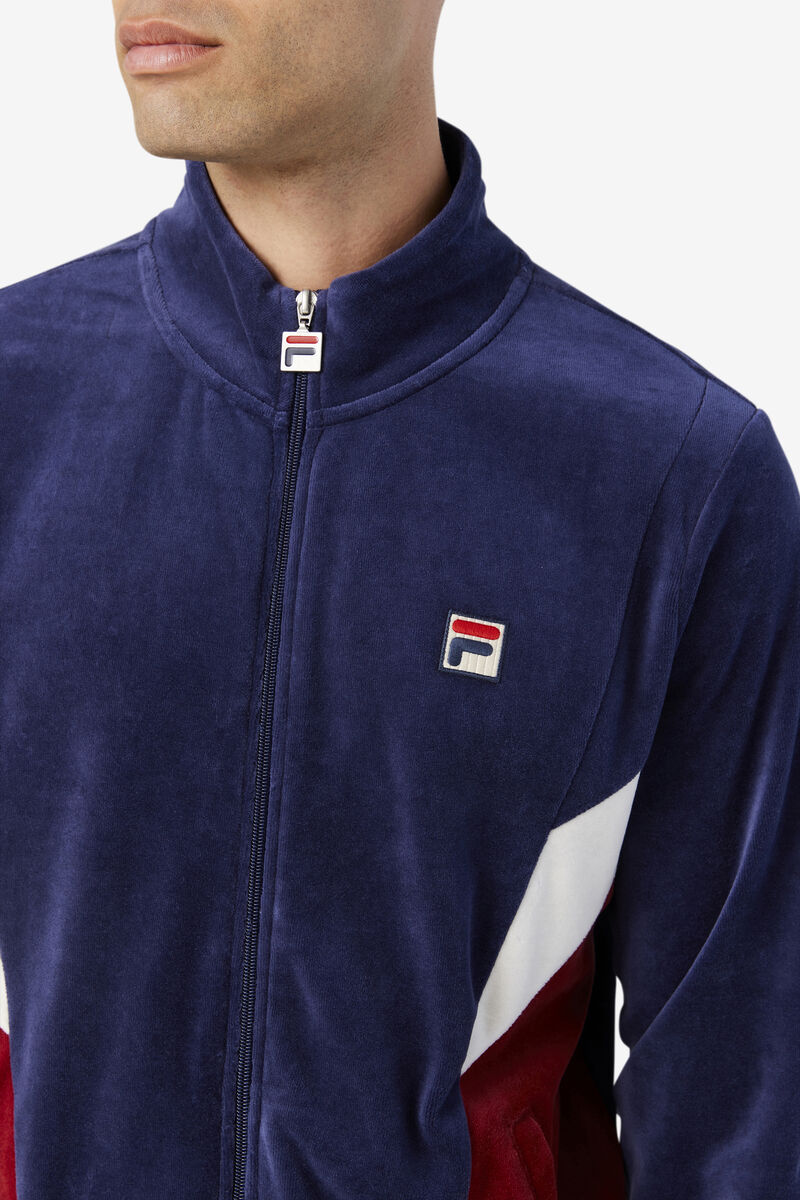 Navy / White Men's Fila Marten Velour Jacket Tracksuits | 9skODekIfSm