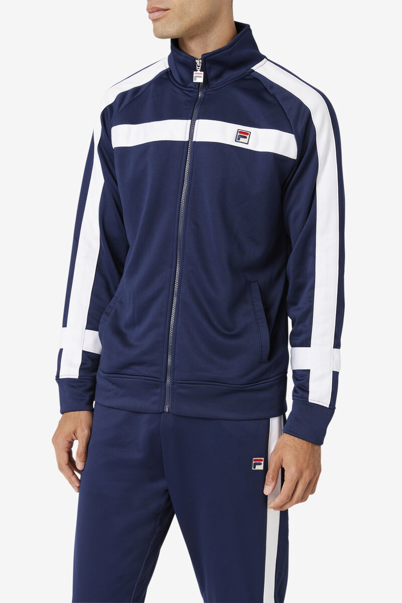 Navy / White Men's Fila Renzo Jacket Jackets | 15Tt5BVvcpu