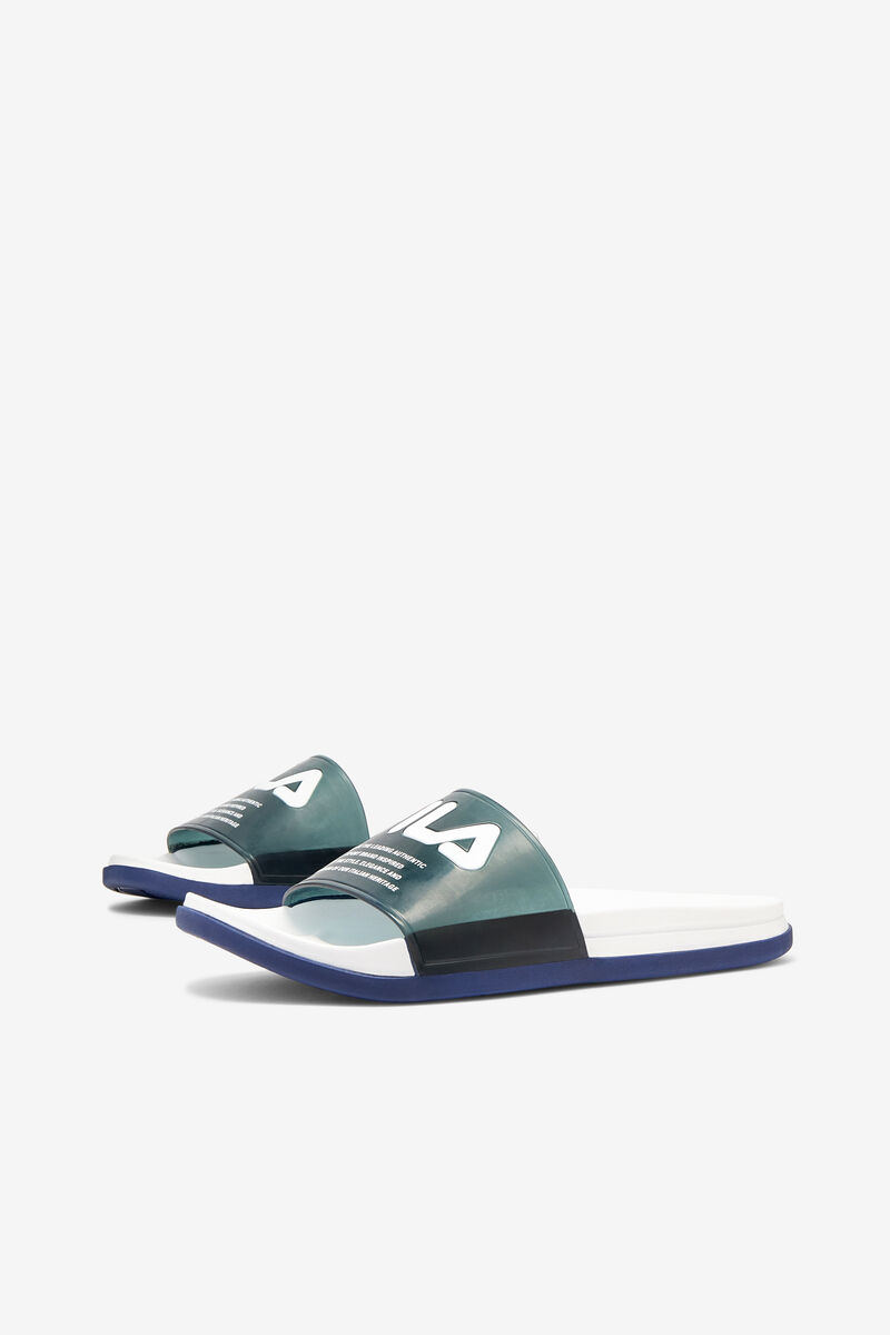 Navy / White / Navy Women's Fila Drifter Luxe Clear Sandals | tZSBLyuNs2s