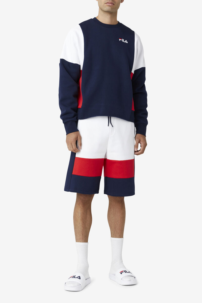 Navy / White / Red Men's Fila Alwyn Crew Sweatshirts | 7EXiQUuZWhL