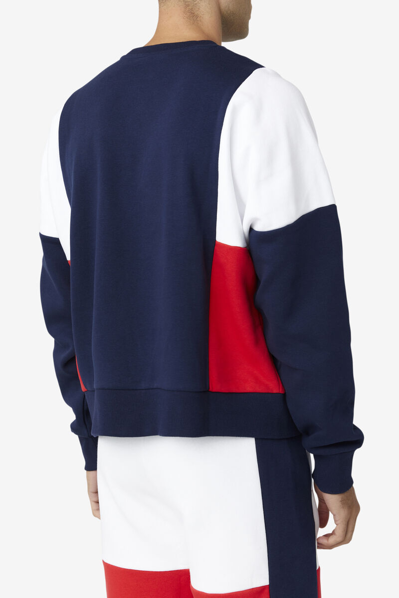 Navy / White / Red Men's Fila Alwyn Crew Sweatshirts | 7EXiQUuZWhL