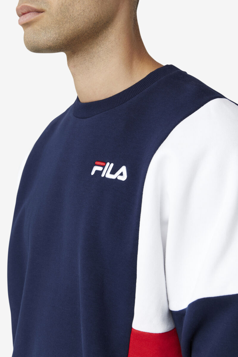 Navy / White / Red Men's Fila Alwyn Crew Sweatshirts | 7EXiQUuZWhL