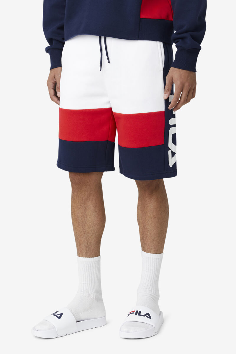 Navy / White / Red Men's Fila Ansel Short Shorts | QAHDcn2Prrl