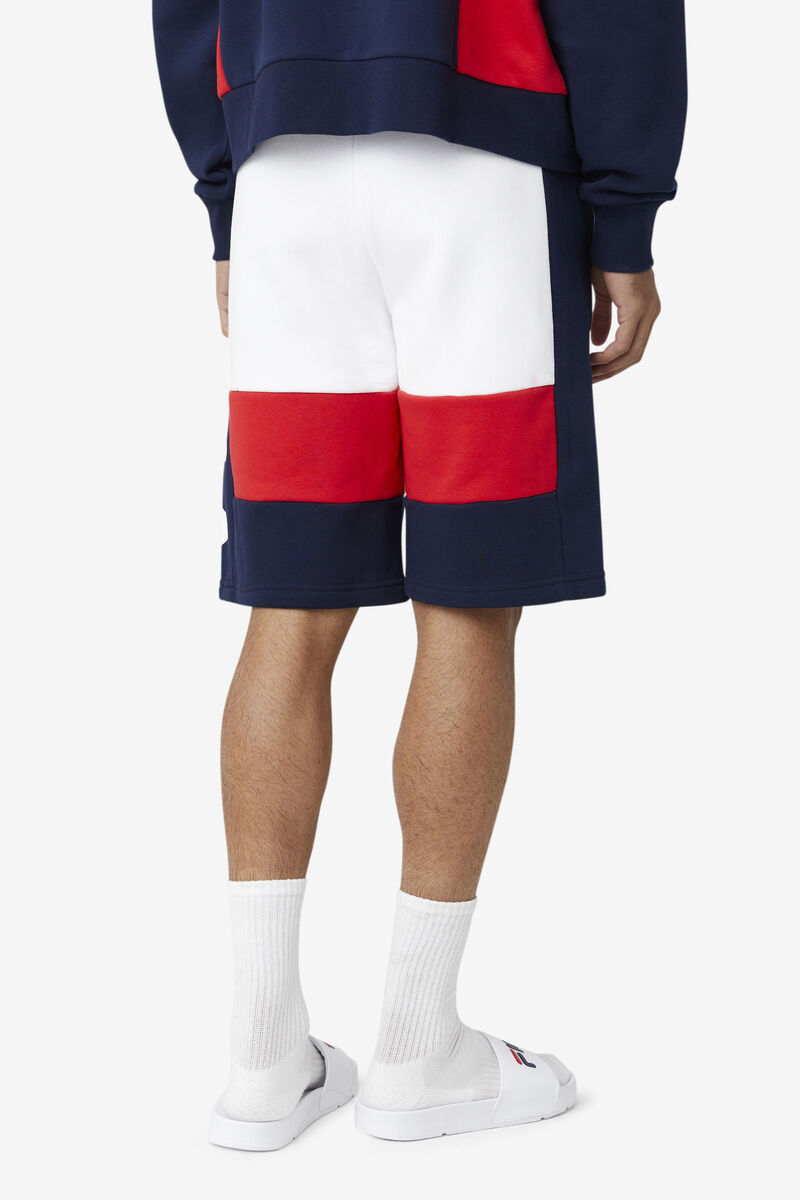 Navy / White / Red Men's Fila Ansel Short Shorts | QAHDcn2Prrl