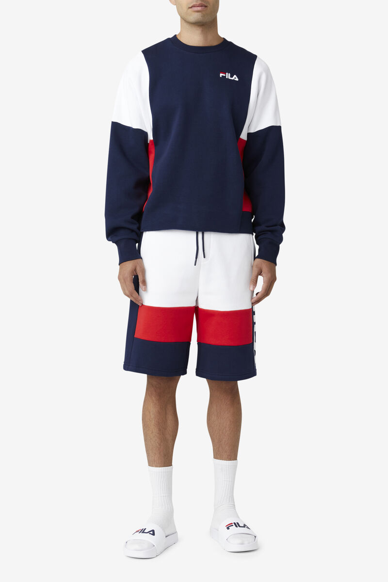 Navy / White / Red Men's Fila Ansel Short Shorts | QAHDcn2Prrl