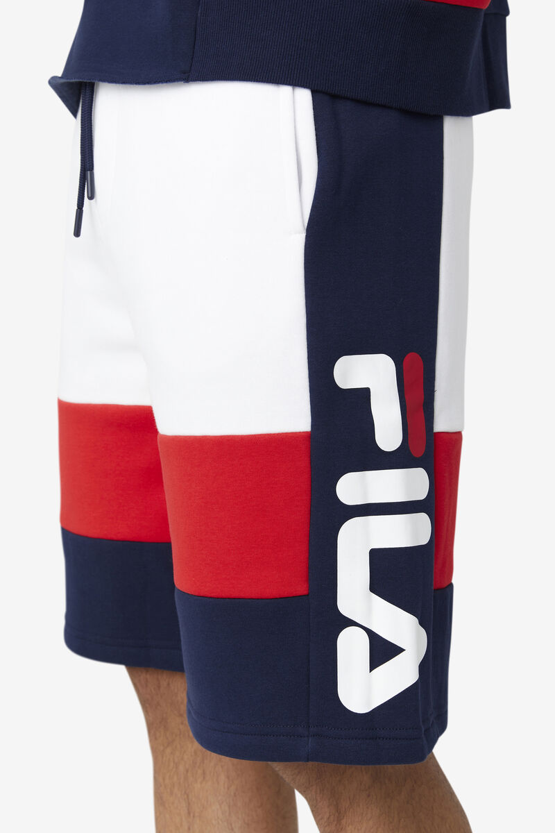 Navy / White / Red Men's Fila Ansel Short Shorts | QAHDcn2Prrl