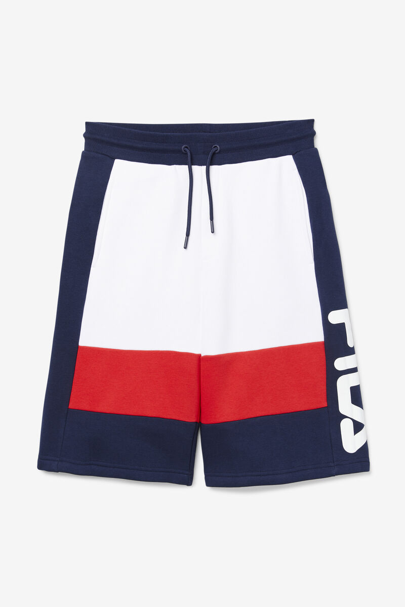 Navy / White / Red Men\'s Fila Ansel Short Shorts | QAHDcn2Prrl