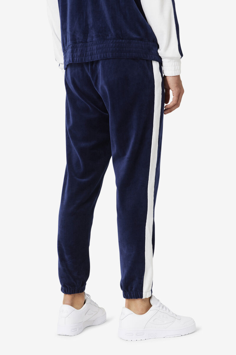 Navy / White / Red Men's Fila Brice Velour Pant Tracksuits | UPlE2iEtmPx