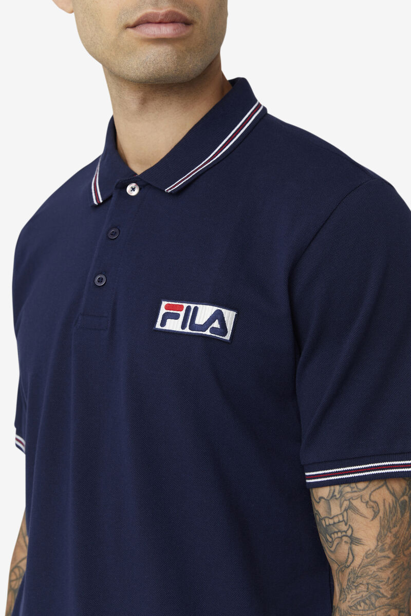 Navy / White / Red Men's Fila Connell Polo Polos | BVCxGK2tO6t