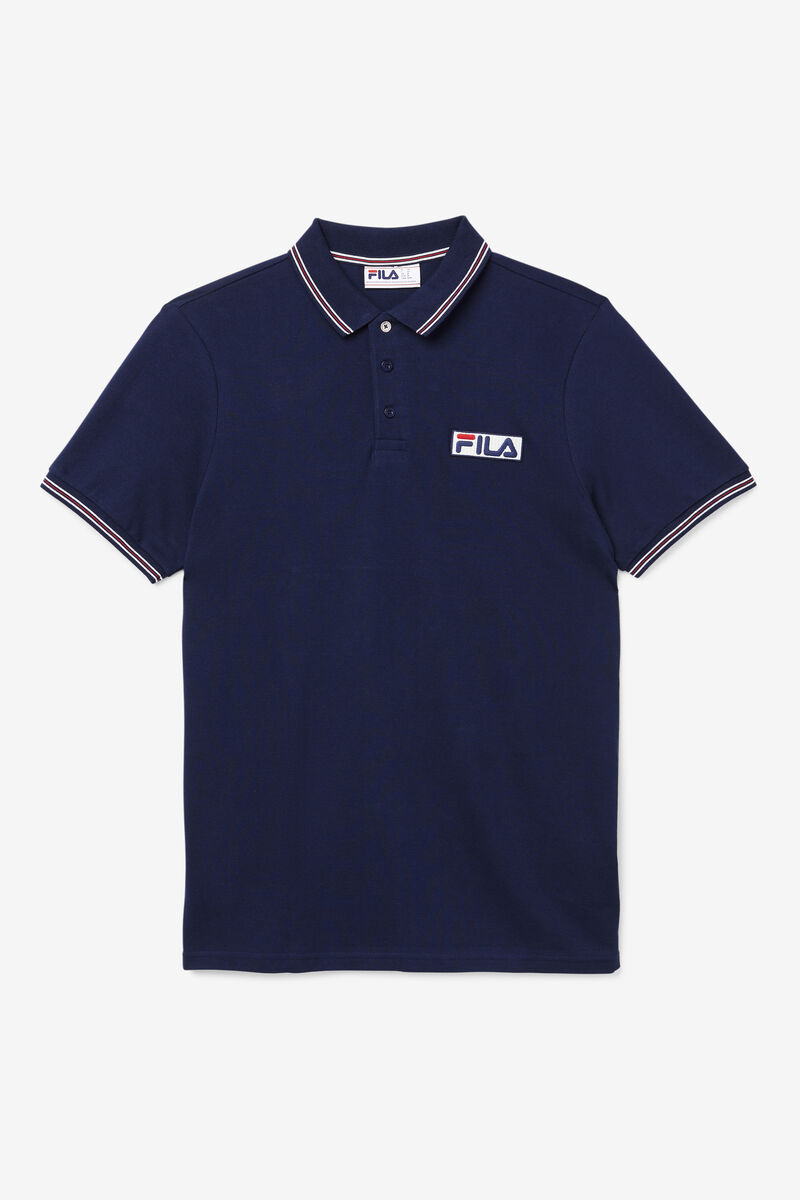 Navy / White / Red Men\'s Fila Connell Polo Polos | BVCxGK2tO6t