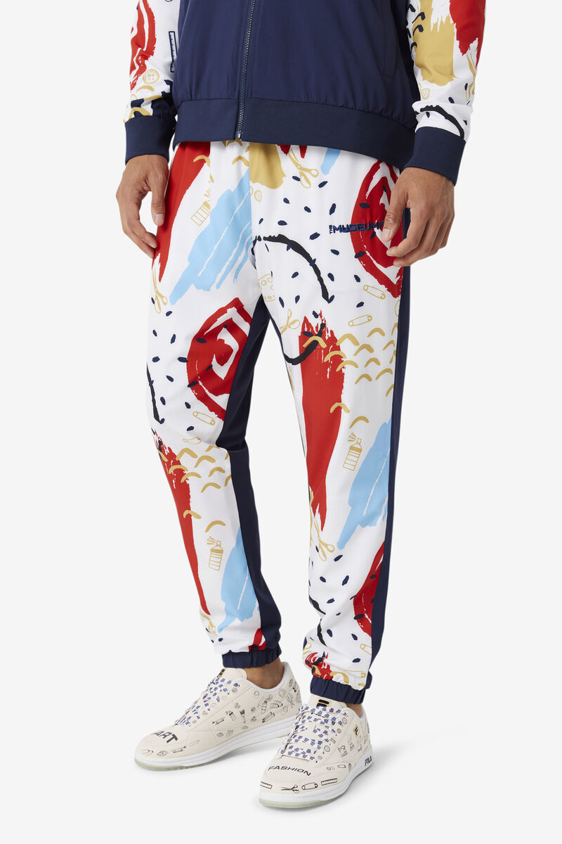 Navy / White / Red Men's Fila Fila X The Museum Printed Track Pant Pants | BGf7pirgVZm